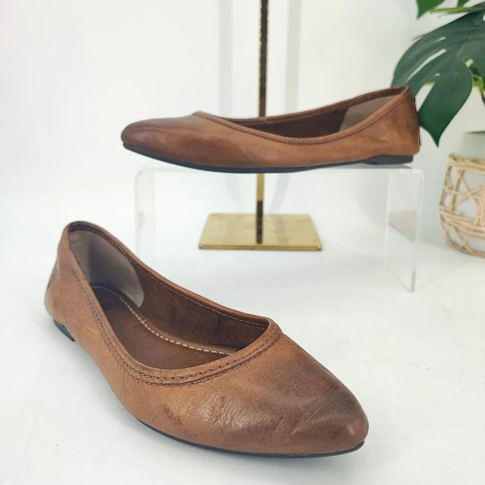Frye Women's Regina Brown Leather Flats Size 6.5M